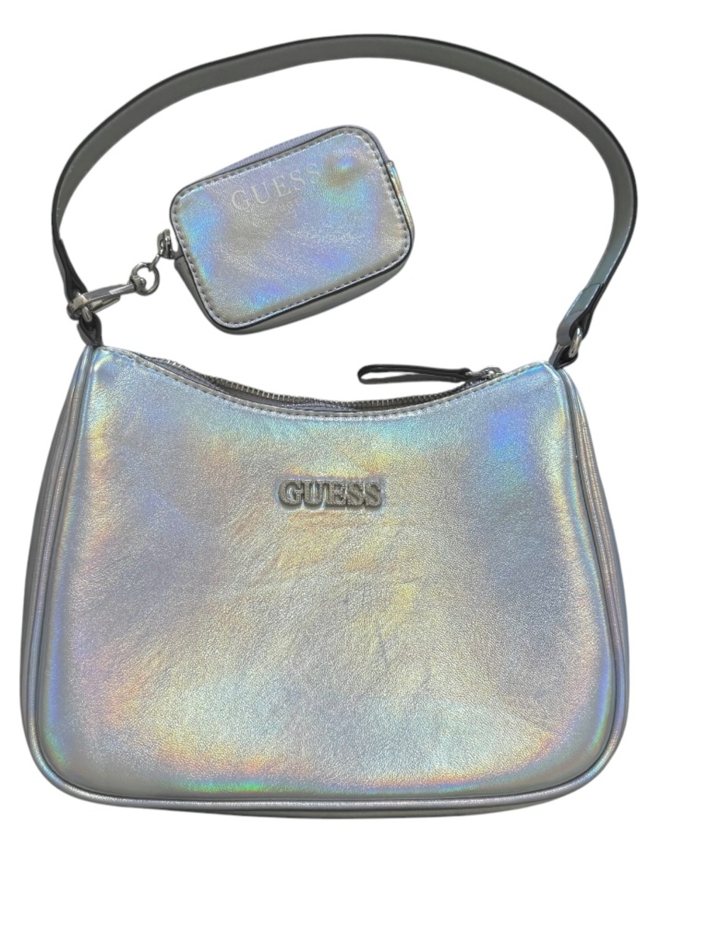 Guess Hobo Divina Shoulder Bag & Coin Purse Silver